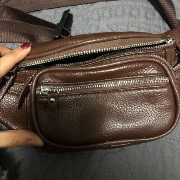 New Brown Leather Waist Fanny Pack Bag - Picture 2 of 7